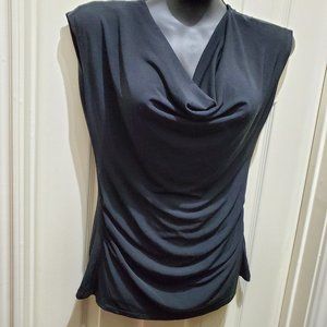 NEW YORK & COMPANY Black Stretchy Sleeveless Side-Ruching Black Top, S